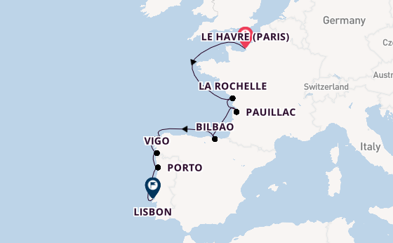 Portugal from Le Havre (Paris), France with the Marina