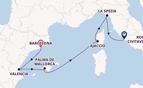 Westliches Mittelmeer ab Barcelona, Spanien auf der Queen Elizabeth