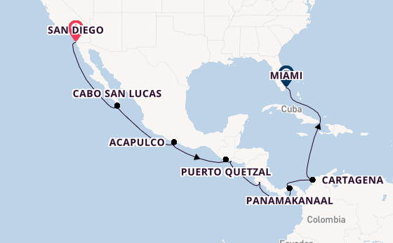 Midden-Amerika vanaf San Diego, Verenigde Staten met de Azamara Quest