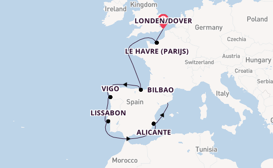 Westelijke Middellandse Zee vanaf Londen/Dover, Groot-Brittannië met de Carnival Sunshine