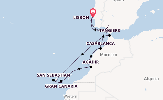 Canary Islands from Lisbon, Portugal with the Azamara Onward