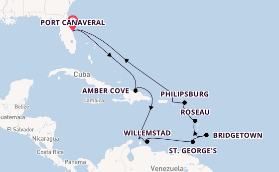 Caribbean from Port Canaveral, Florida with the Carnival Firenze