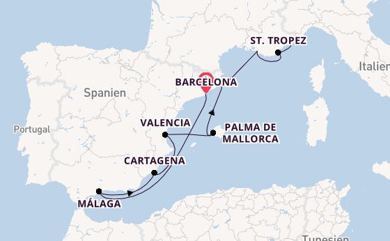 Westliches Mittelmeer ab Barcelona, Spanien auf der Silver Ray