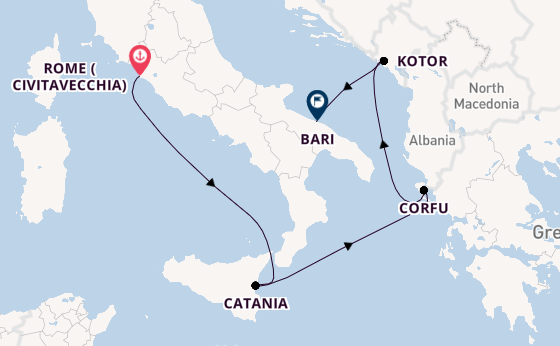 Mediterranean Sea from Rome (Civitavecchia), Italy with the MSC Orchestra 