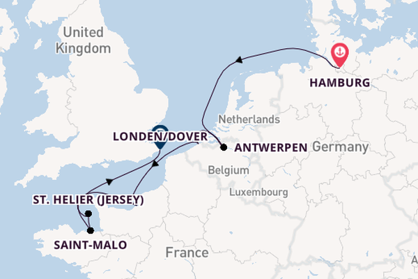 Verenigd Koninkrijk vanaf Hamburg, Duitsland met de Seabourn Quest
