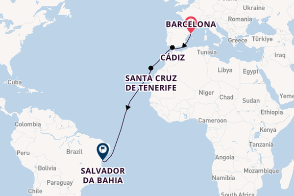 Transatlantic from Barcelona, Spain with the MSC Armonia 