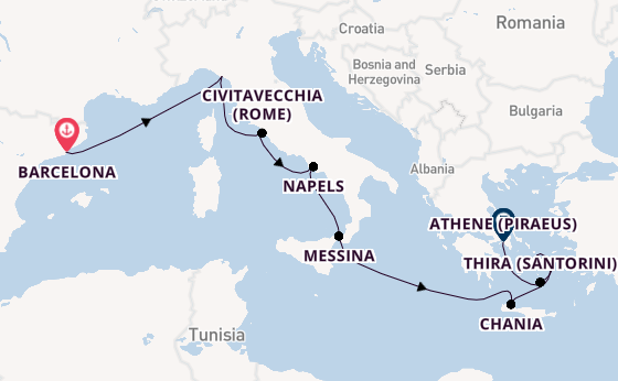 Middellandse Zee vanaf Barcelona, Spanje met de Celebrity Eclipse