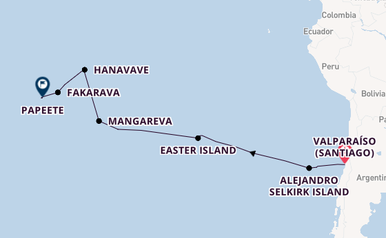 French Polynesia from Valparaíso (Santiago), Chile with the Silver Cloud