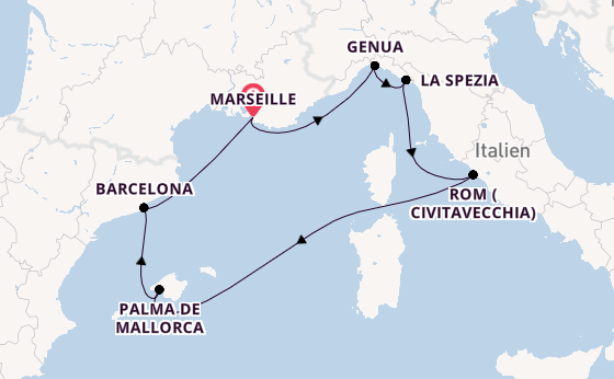 Westliches Mittelmeer ab Marseille, Frankreich auf der MSC World Europa