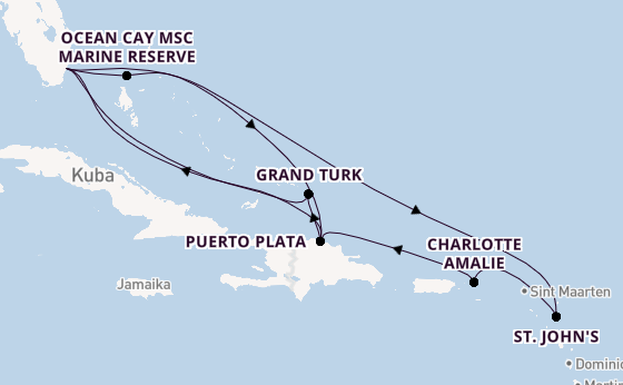 Karibik ab Miami auf der MSC Seashore