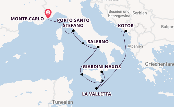 Mittelmeer ab Monte-Carlo, Monaco auf der Seabourn Ovation