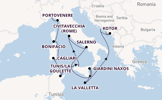 Middellandse Zee vanaf Genua, Italië met de Seabourn Ovation