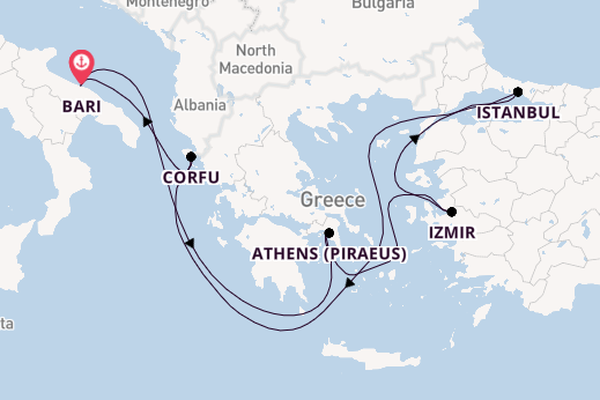 Mediterranean Sea from Bari, Italy with the MSC Sinfonia