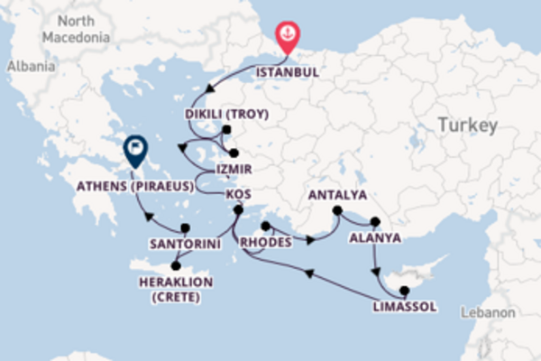 Eastern Mediterranean from Istanbul, Turkey with the Nautica