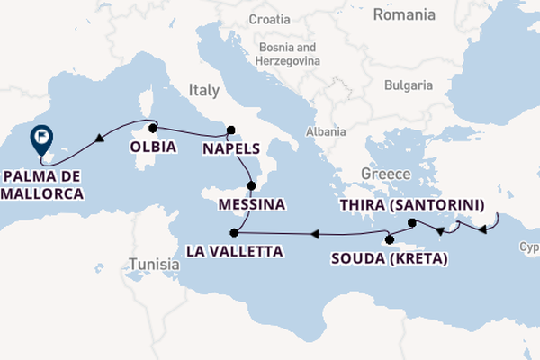 Middellandse Zee vanaf Antalya, Turkije met AIDAstella