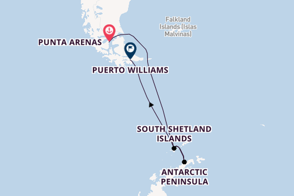 Antarctic Ocean from Punta Arenas, Chile with the Silver Cloud