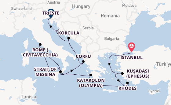 Mediterranean Sea from Istanbul, Turkey with the Queen Elizabeth
