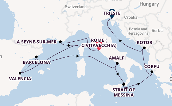 Western Mediterranean from Rome (Civitavecchia), Italy with the Queen Victoria