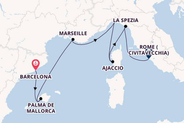 Western Mediterranean from Barcelona, Spain with the Sun Princess