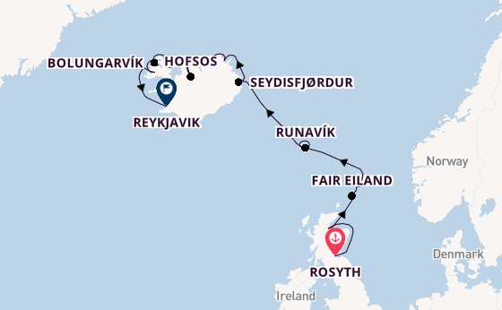 Arctica vanaf Rosyth, Schotland met de Silver Wind