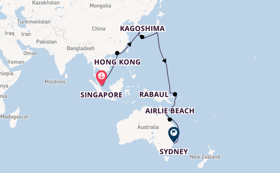 Japan from Singapore, Singapore with the Queen Elizabeth