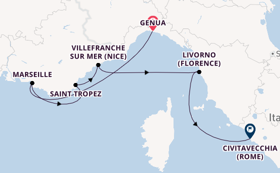 Westelijke Middellandse Zee vanaf Genua, Italië met de EXPLORA III