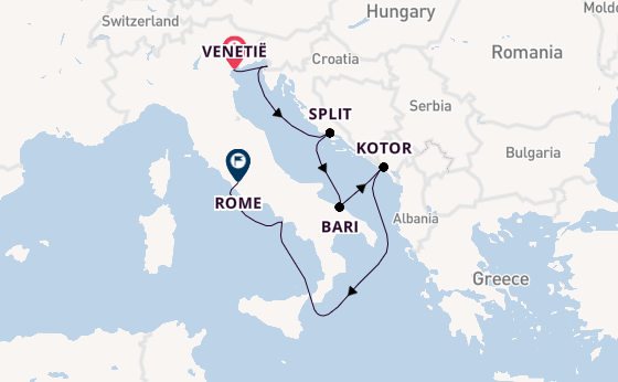 Middellandse Zee vanaf Venetië, Italië met de Silver Ray