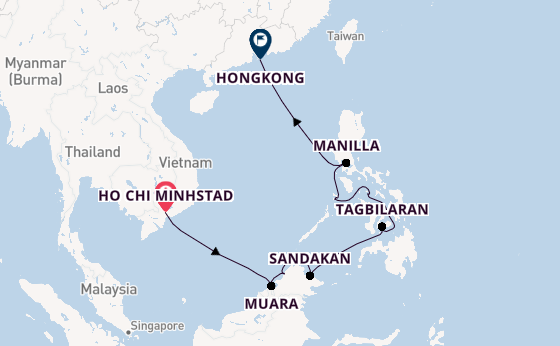 Zuidoost-Azië vanaf Ho Chi Minhstad, Vietnam met de MS EUROPA