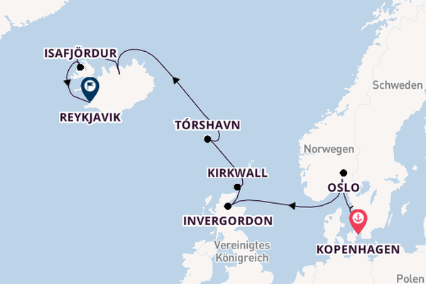 Arktis ab Kopenhagen, Dänemark auf der Sirena