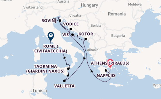 Mediterranean Sea from Athens (Piraeus), Greece with the Seabourn Ovation 