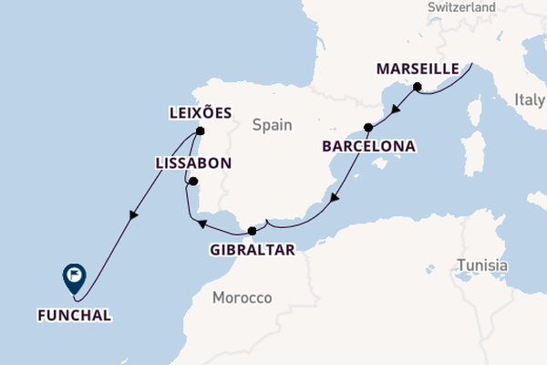 Westelijke Middellandse Zee vanaf Genua, Italië met de MSC Musica