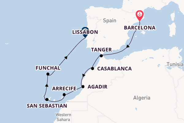 Canarische Eilanden vanaf Barcelona, Spanje met de EXPLORA II