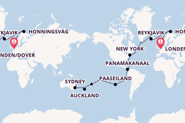 Wereldreizen vanaf Londen/Dover, Groot-Brittannië met de Crown Princess