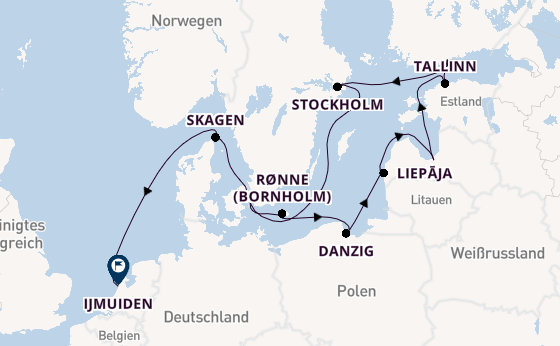 Europa ab Kopenhagen, Dänemark auf der Silver Spirit