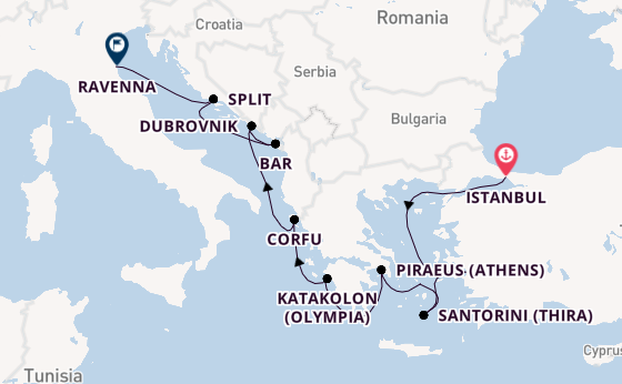 Eastern Mediterranean from Istanbul, Turkey with the Norwegian Viva