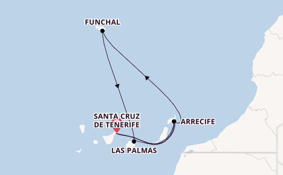 Canarische Eilanden vanaf Santa Cruz de Tenerife, Tenerife, Spanje met de Costa Smeralda