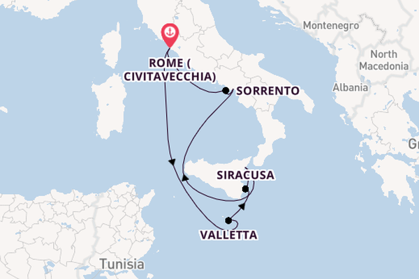 Western Mediterranean from Rome (Civitavecchia), Italy with the Evrima