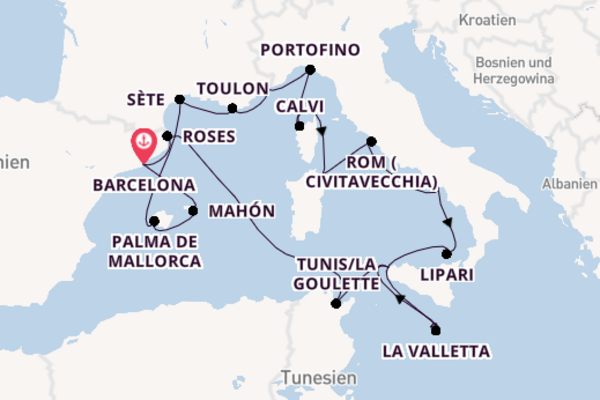 Westliches Mittelmeer ab Barcelona, Spanien auf der Seabourn Ovation