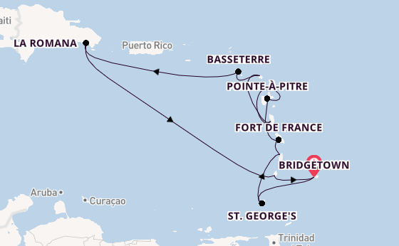 Zuidelijke Caraïben vanaf Bridgetown, Barbados met de Mein Schiff 4