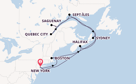East Coast USA from New York with the Queen Mary 2