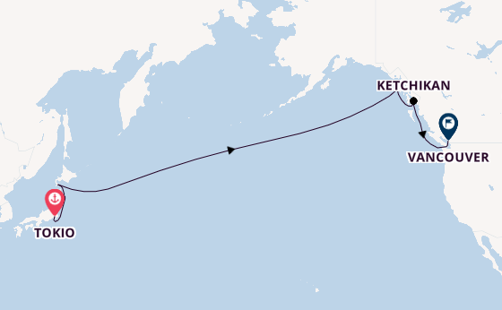 Transpacifisch vanaf Tokio, Japan met de Silver Moon