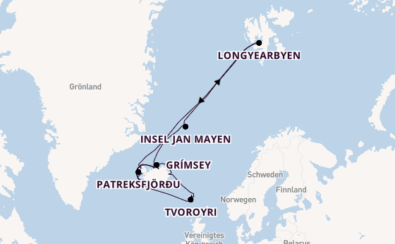 Arktis ab Reykjavik, Island auf der Seabourn Pursuit