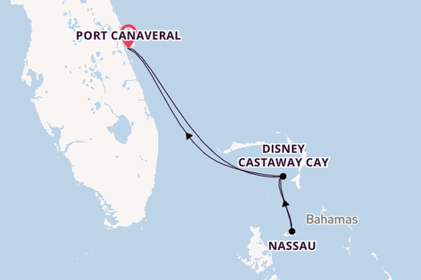 Karibik ab Port Canaveral, USA auf der Disney Treasure