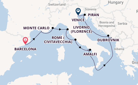 Mediterranean Sea from Barcelona, Spain with the Azamara Journey