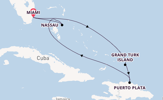 Caribbean from Miami, Florida, USA with the MSC Seashore