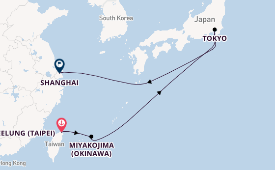 Japan from Keelung (Taipei), Taiwan with the MSC Bellissima