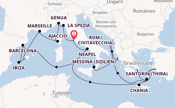Mittelmeer ab Civitavecchia (Rom), Italien auf der Sun Princess