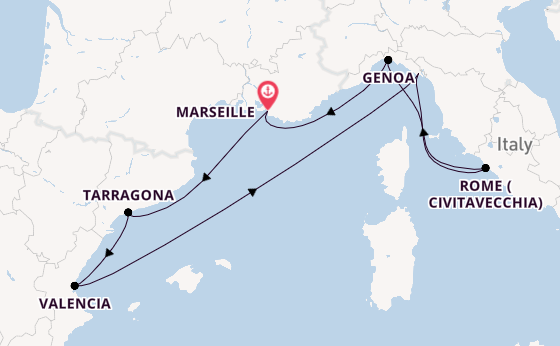 Western Mediterranean from Marseille, France with the MSC Magnifica