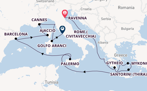 Mediterranean from Ravenna, Italy with the Seven Seas Prestige
