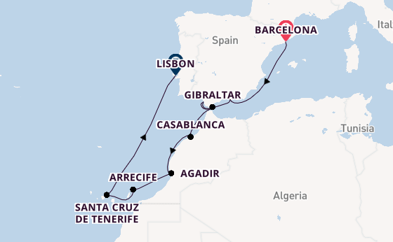 Western Mediterranean from Barcelona, Spain with the Norwegian Star